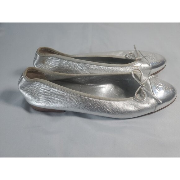 Chanel Gold Metallic Ballet Flats EU Size 42 US 10 G02819 Made in Italy - Picture 14 of 16
